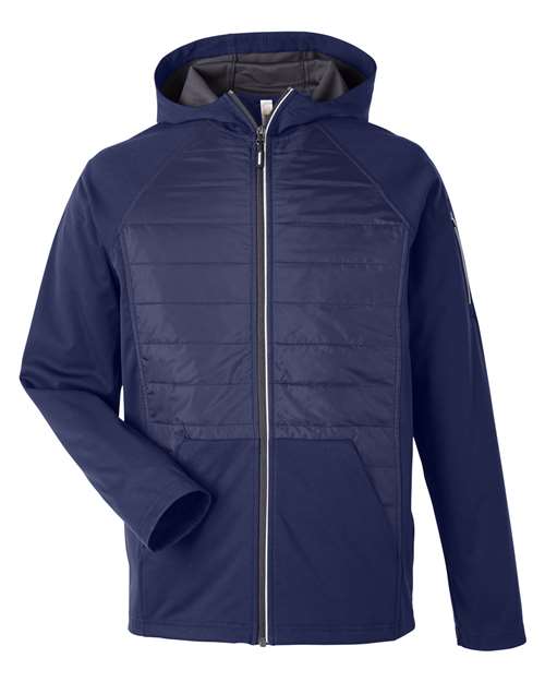 CORE365 CE808, Unisex Techno Lite Hybrid Hooded Jacket, Classic Navy
