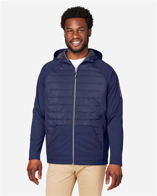 CORE365 CE808, Unisex Techno Lite Hybrid Hooded Jacket, Classic Navy