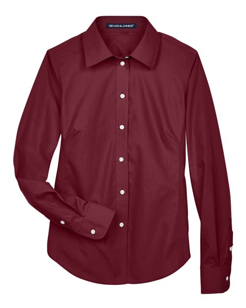 Devon & Jones D620W, Women's Crown Collection Broadcloth Woven Dress Shirt, Burgundy