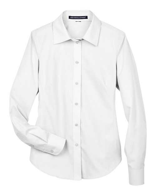 Devon & Jones D620W, Women's Crown Collection Broadcloth Woven Dress Shirt, White