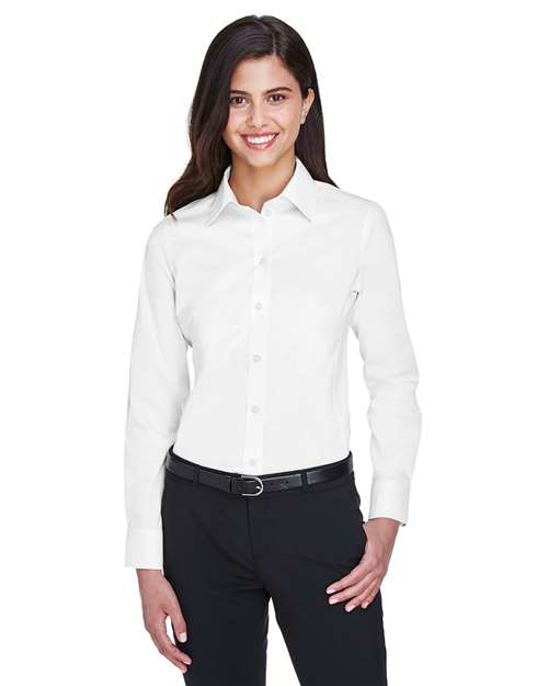 Women's Crown Collection® Solid Stretch Twill Woven Dress Shirt - - 13313 White 3-3.9 oz 676B2 AB Exclusive Brands CA New ab Corporate Corporate Business Professional Corporate Uniforms Cotton Devon & Jones DG530W Dress Shirts Long Sleeves New AB Polyester S&S Exclusive Brands Spandex Stain Resistant Tops Womens Wovens Wovens & Dress Shirts Wrinkle Free