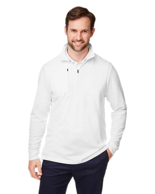Men's New Classics® Performance Quarter-Zip Pullover - - 13341 White 6-6.9 oz 648B2 AB Exclusive Brands CA New ab Cotton Devon & Jones DG400 Long Sleeves Mens & Unisex Moisture-Management New AB Pockets Polos & Knits Pullovers Quarter-Zips S&S Deep Deals S&S Exclusive Brands Spandex Tops Zips