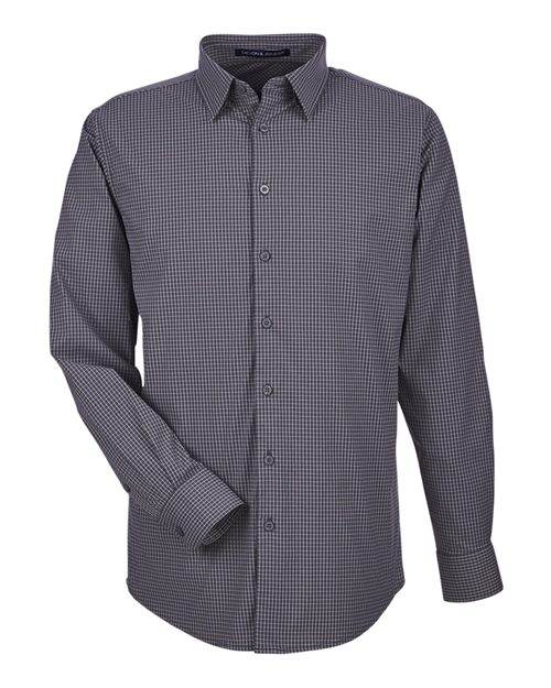 Devon & Jones DG535, Men's Crownlux Performance Tonal Mini Check Woven Dress Shirt, Carbon