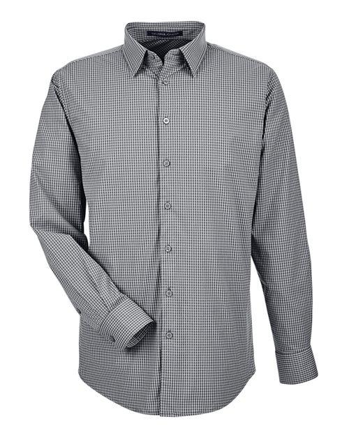 Devon & Jones DG535, Men's Crownlux Performance Tonal Mini Check Woven Dress Shirt, Graphite