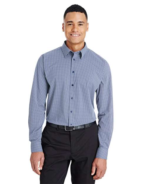 Men's CrownLux Performance® Tonal Mini Check Woven Dress Shirt - - 13343 Navy 3-3.9 oz 681B2 AB Exclusive Brands CA New ab Devon & Jones DG535 Dress Shirts Long Sleeves Mens & Unisex New AB Nylon Playbook - Corporate Playbook Corporate Uniforming in the Summer Playbook Summer to School S&S Exclusive Brands Spandex Tops Wovens Wovens & Dress Shirts Yarn Dyed