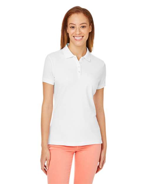 Women's New Classics® Performance Polo - - 13344 White 6-6.9 oz 619B2 AB Exclusive Brands CA New ab Cotton Devon & Jones DG100W Moisture-Management New AB Performance Pique Polos Polos & Knits S&S Exclusive Brands Short Sleeves Spandex Sport Shirts Tops Womens
