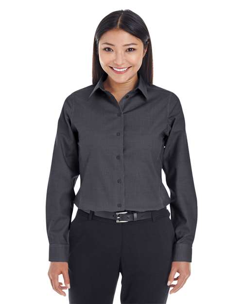 Women's Crown Collection® Royal Dobby Woven Dress Shirt - - 13353 Black 3-3.9 oz 678B2 AB Exclusive Brands CA New ab Cotton Devon & Jones DG532W Dress Shirts Long Sleeves New AB Polyester S&S Exclusive Brands Stain Resistant Tops Womens Wovens Wovens & Dress Shirts Wrinkle Free