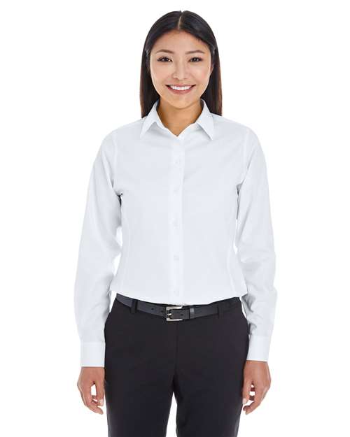Women's Crown Collection® Royal Dobby Woven Dress Shirt - - 13353 White 3-3.9 oz 678B2 AB Exclusive Brands CA New ab Cotton Devon & Jones DG532W Dress Shirts Long Sleeves New AB Polyester S&S Exclusive Brands Stain Resistant Tops Womens Wovens Wovens & Dress Shirts Wrinkle Free
