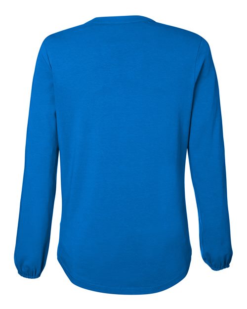 Devon & Jones DP122W, Women's Raleigh Half-placket Knit Top, French Blue