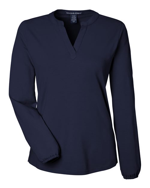 Devon & Jones DP122W, Women's Raleigh Half-placket Knit Top, Navy