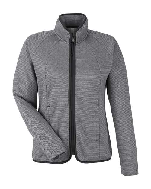 CORE365 CE72W, Women's Venture Heathered Stripe Full-zip Jacket, Black/ White