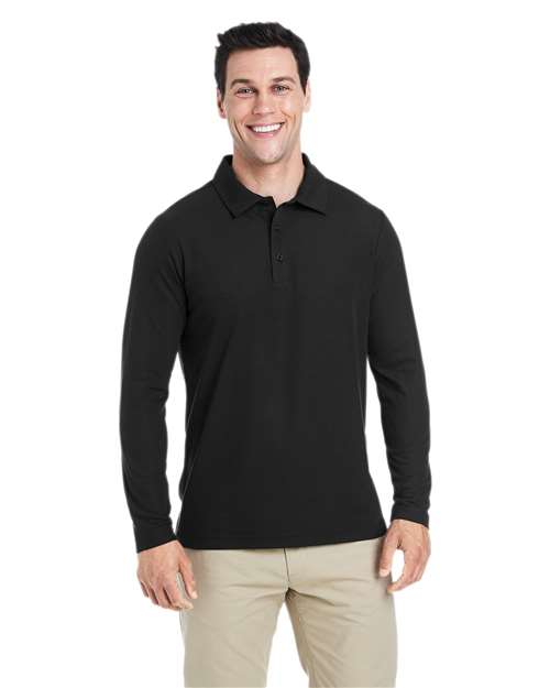Men's Fusion ChromaSoft™ Long Sleeve Pique Polo - - 13357 Black 278A7 6-6.9 oz AB Exclusive Brands Antimicrobial CA New ab CE112L CORE365 Long Sleeves Mens & Unisex Moisture-Management New AB Performance Pique Polos Polos & Knits Polyester - 100% S&S Exclusive Brands Sport Shirts Tops