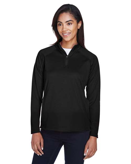Women's Stretch Tech-Shell® Compass Quarter-Zip Pullover - - 13363 Black S 657B2 7-7.9 oz AB Exclusive Brands CA New ab Devon & Jones DG440W Long Sleeves Moisture-Management New AB Performance Pockets Polos & Knits Polyester - 100% Pullovers Quarter-Zips S&S Deep Deals S&S Exclusive Brands Tops Womens Zips