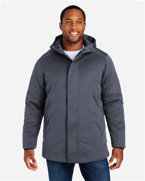 Unisex Techno Lite Flat-Fill Insulated Jacket - - 13374 Carbon 310A7 8-8.9 oz AB Exclusive Brands CA New ab CE715 CORE365 Full-Zips Hooded Jackets Long Sleeves Mens & Unisex New AB Outerwear Pockets Polyester - 100% Puffers S&S Exclusive Brands Waterproof Zips