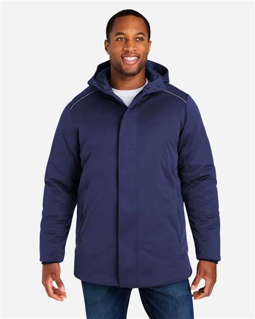 Unisex Techno Lite Flat-Fill Insulated Jacket - - 13374 Classic Navy 310A7 8-8.9 oz AB Exclusive Brands CA New ab CE715 CORE365 Full-Zips Hooded Jackets Long Sleeves Mens & Unisex New AB Outerwear Pockets Polyester - 100% Puffers S&S Exclusive Brands Waterproof Zips