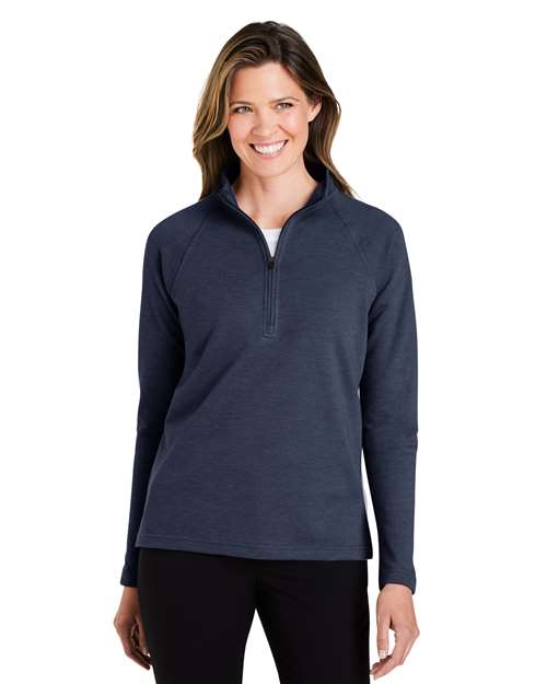 Women's New Classics® Charleston Quarter-Zip Pullover - - 13375 Navy Melange 666B2 7-7.9 oz AB Exclusive Brands CA New ab Cotton Devon & Jones DG481WZ Long Sleeves New AB Polos & Knits Polyester Pullovers Quarter-Zips S&S Exclusive Brands Tops Womens Zips