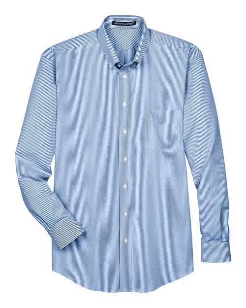 Devon & Jones D645, Men's Crown Collection Banker Stripe Woven Dress Shirt, French Blue