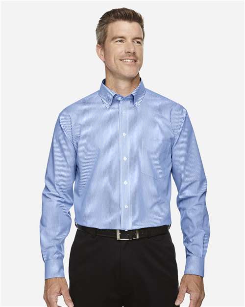 Devon & Jones D645, Men's Crown Collection Banker Stripe Woven Dress Shirt, French Blue