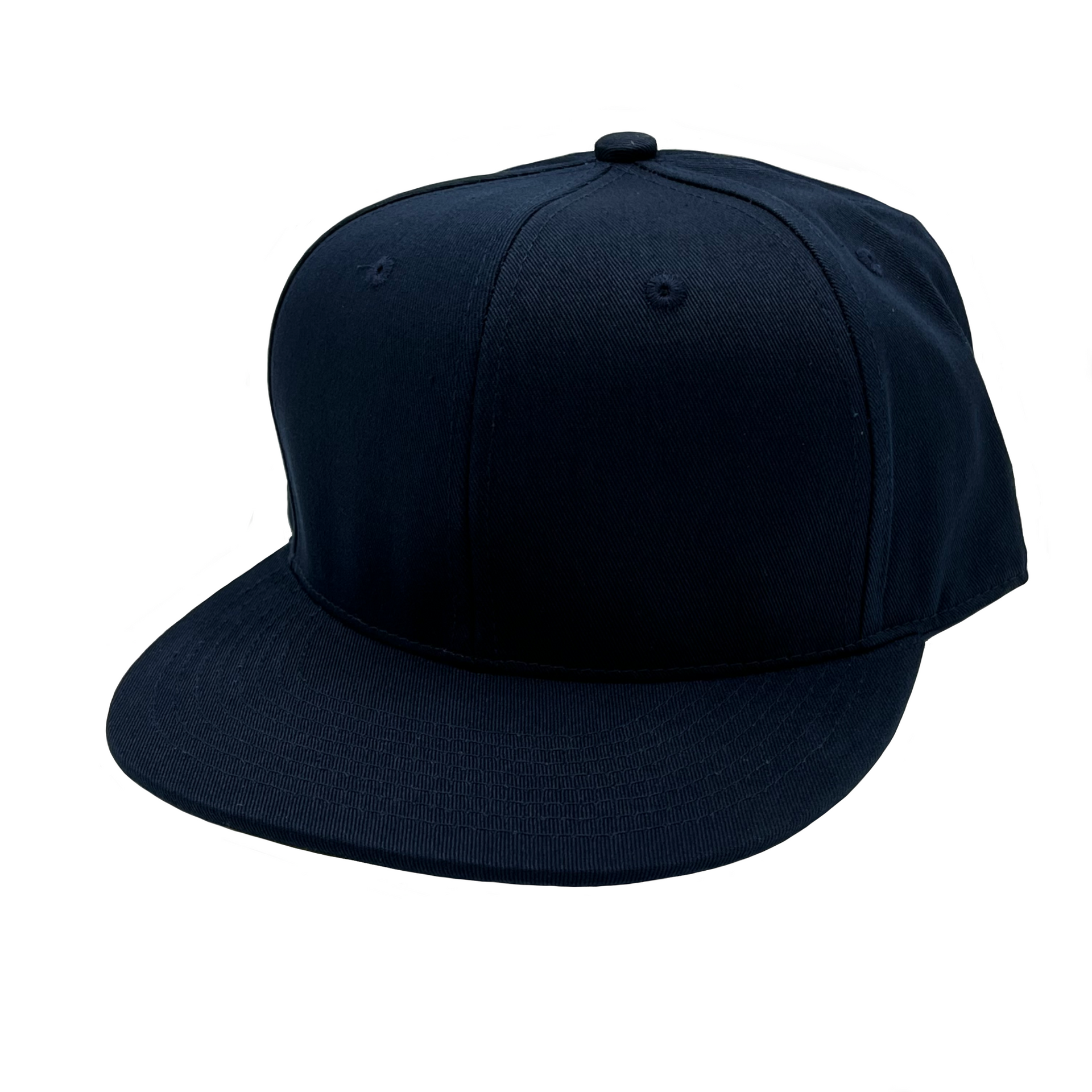 GNV-019 - 6 Panels Round Flat Bill Snapback Navy One Size 6 PANELS COTTON FLAT HIGH PROFILE nissi caps SNAPBACK STRUCTURED UNISEX