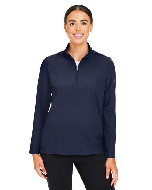 Women's CrownLux Performance® Windsor Welded Quarter-Zip Pullover - - 13392 Navy 5-5.9 oz 651B2 AB Exclusive Brands CA New ab Devon & Jones DG410W Long Sleeves Moisture-Management New AB Nylon Performance Polos & Knits Pullovers Quarter-Zips S&S Exclusive Brands Spandex Sun/UV Protection Tops Womens Zips