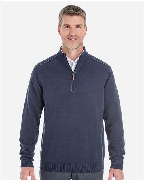 Men's Manchester Fully-Fashioned Quarter-Zip Pullover Sweater - - 13401 Navy Graphite 4XL 658B2 8-8.9 oz AB Exclusive Brands CA New ab Cotton - 100% Devon & Jones DG478 Knit Long Sleeves Mens & Unisex New AB Polos & Knits Pullovers Quarter-Zips S&S Deep Deals S&S Exclusive Brands Sweaters Tops Zips