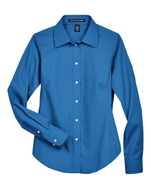 Devon & Jones D630W, Women's Crown Collection Oxford Woven Dress Shirt, French Blue