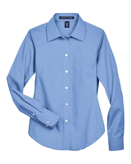 Devon & Jones D630W, Women's Crown Collection Oxford Woven Dress Shirt, Light Blue