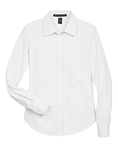 Devon & Jones D630W, Women's Crown Collection Oxford Woven Dress Shirt, White