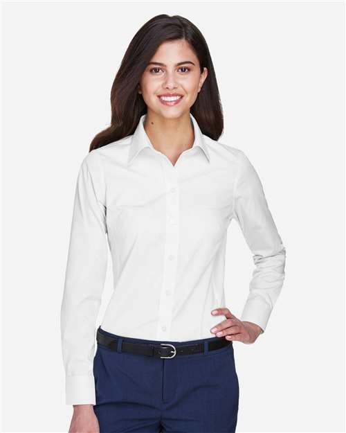 Devon & Jones D630W, Women's Crown Collection Oxford Woven Dress Shirt, White