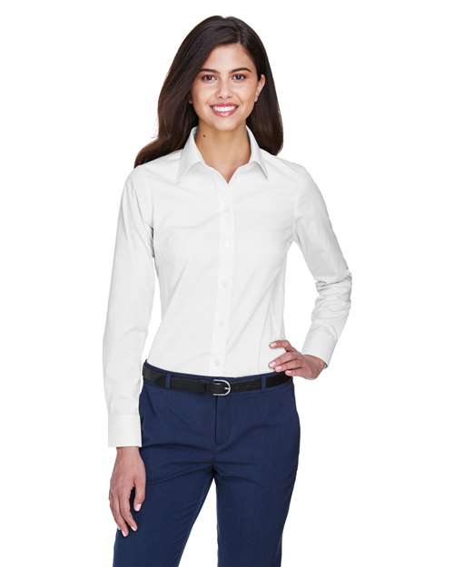 Women's Crown Collection® Oxford Woven Dress Shirt - - 13404 White 4-4.9 oz 603B2 AB Exclusive Brands Back to School 2025 CA CA New ab Cotton D630W Devon & Jones Dress Shirts Long Sleeves New AB Polyester S&S Exclusive Brands Stain Resistant Tops Womens Wovens Wovens & Dress Shirts Wrinkle Free