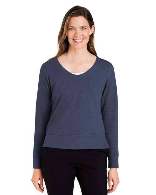 Women's New Classics® Charleston Pullover - - 13409 Navy Melange 668B2 7-7.9 oz AB Exclusive Brands CA New ab Cotton Crewneck Devon & Jones DG482W Knit Long Sleeves New AB Outerwear Polos & Knits Polyester Pullovers S&S Exclusive Brands Tops Womens