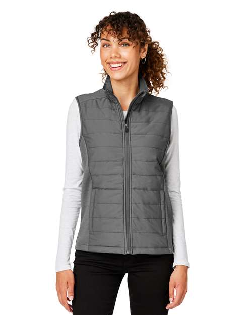 Women's New Classics® Charleston Hybrid Vest - - 13413 Graphite Melange Graphite 7-7.9 oz 700B2 AB Exclusive Brands CA New ab Cotton Devon & Jones DG706W Full-Zips Jackets New AB Outerwear Pockets Polyester Puffers S&S Exclusive Brands Sleeveless Vests Womens Zips