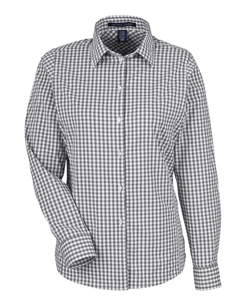 Devon & Jones DG536W, Women's Crownlux Performance Gingham Dress Shirt, Graphite/ White