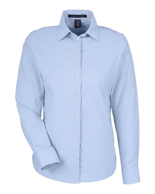 Devon & Jones DG537W, Women's Crownlux Performance Microstripe Dress Shirt, French Blue/ White