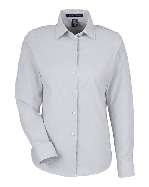 Devon & Jones DG537W, Women's Crownlux Performance Microstripe Dress Shirt, Graphite/ White
