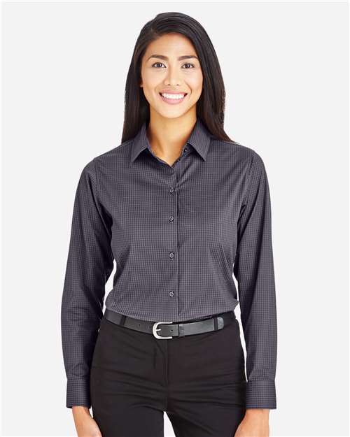 Devon & Jones DG535W, Women's Crownlux Performance Tonal Mini Check Woven Dress Shirt, Carbon