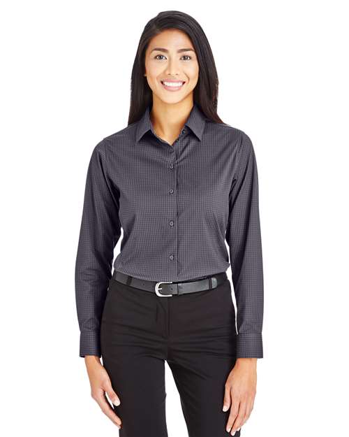 Women's CrownLux Performance® Tonal Mini Check Woven Dress Shirt - - 13432 Carbon 3-3.9 oz 682B2 AB Exclusive Brands CA New ab Devon & Jones DG535W Dress Shirts Long Sleeves New AB Nylon S&S Exclusive Brands Spandex Tops Womens Wovens Wovens & Dress Shirts Yarn Dyed