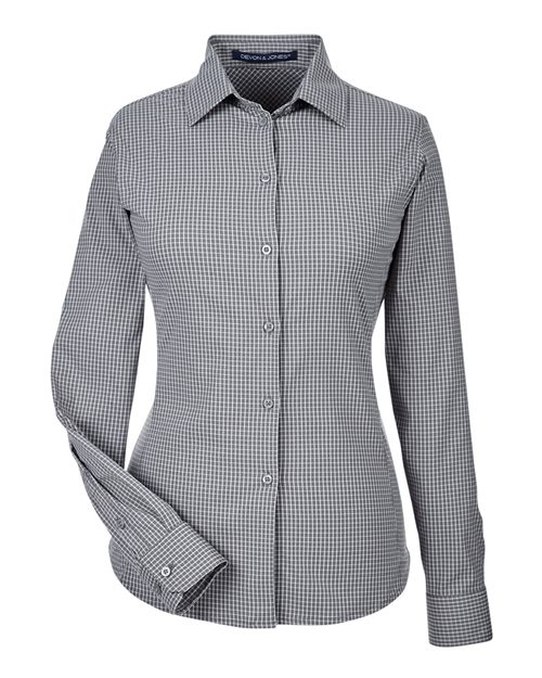 Devon & Jones DG535W, Women's Crownlux Performance Tonal Mini Check Woven Dress Shirt, Graphite