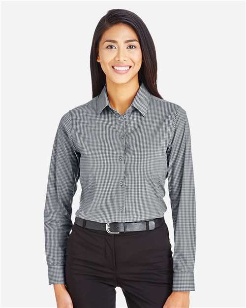 Devon & Jones DG535W, Women's Crownlux Performance Tonal Mini Check Woven Dress Shirt, Graphite