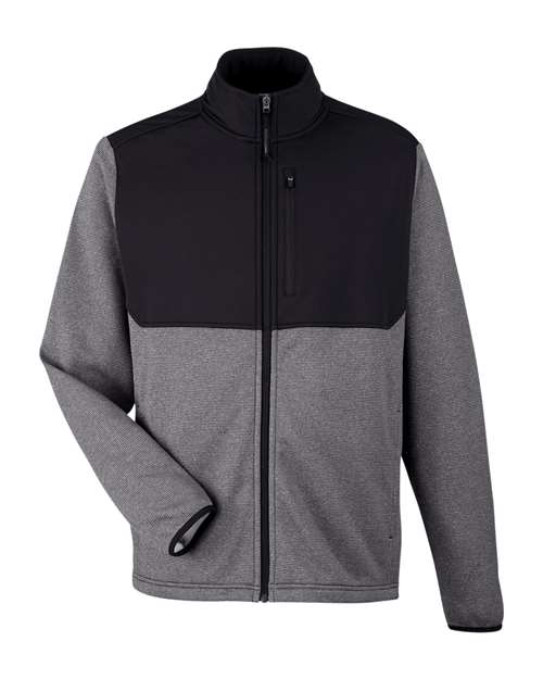 CORE365 CE74, Men's Venture Heathered Stripe Hybrid Jacket, Black/ White