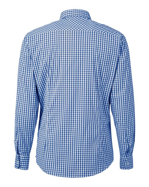 Devon & Jones DG536, Men's Crownlux Performance Gingham Dress Shirt, French Blue/ White