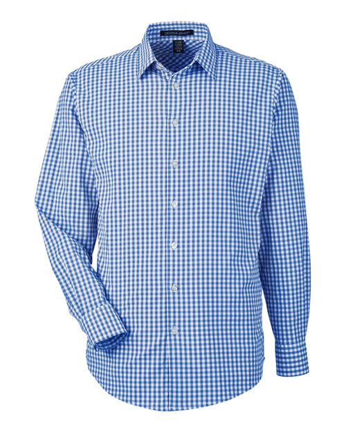 Devon & Jones DG536, Men's Crownlux Performance Gingham Dress Shirt, French Blue/ White