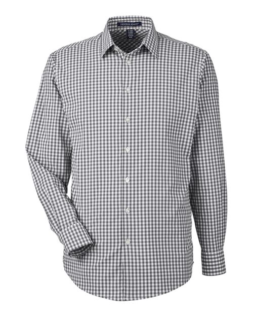 Devon & Jones DG536, Men's Crownlux Performance Gingham Dress Shirt, Graphite/ White