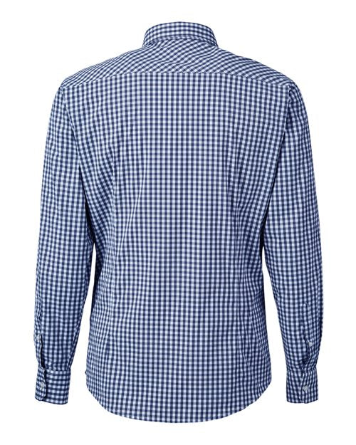 Devon & Jones DG536, Men's Crownlux Performance Gingham Dress Shirt, Navy/ White