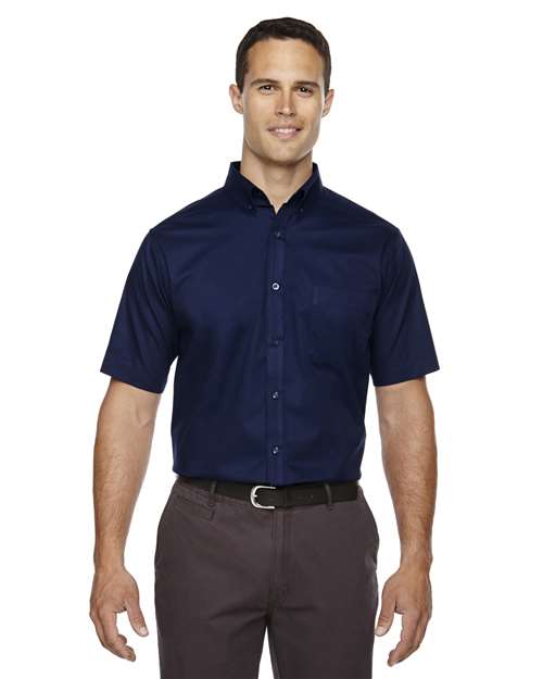 Men's Tall Optimum Short Sleeve Twill Dress Shirt - - 13462 Classic Navy 243A7 4-4.9 oz 88194T AB Exclusive Brands CA New ab CORE365 Cotton Dress Shirts Mens & Unisex New AB Pockets Polyester S&S Exclusive Brands Short Sleeves Sun/UV Protection Talls Tops Wovens Wovens & Dress Shirts