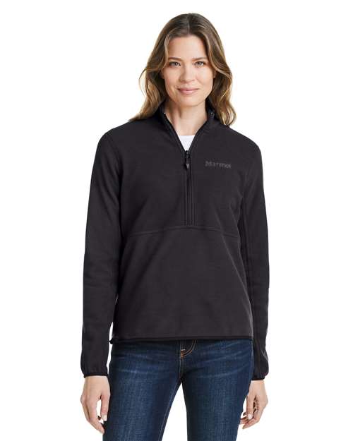 Women's Rocklin Half-Zip Jacket - - 13606 Black 676D1 CA New ab Fleece Jackets M12403 Marmot New AB Outerwear Polyester - 100% Pullovers Quarter-Zips Recycled Visible Logos Womens Zips