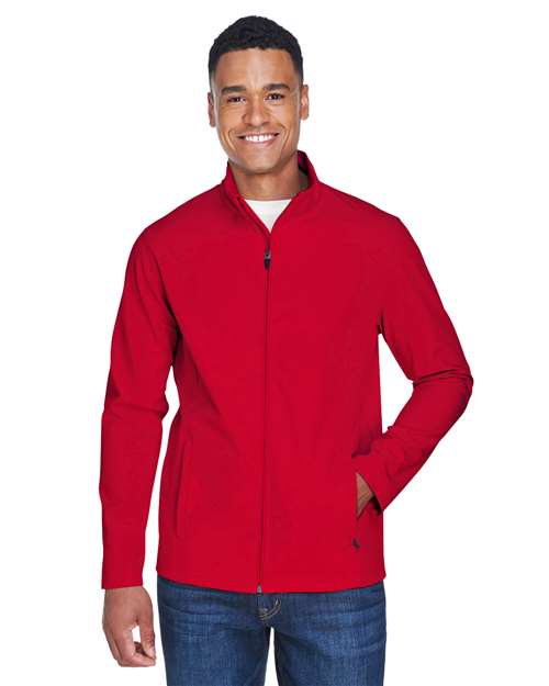 Men's Leader Soft Shell Jacket - - 13831 Sport Red 738D9 AB Exclusive Brands CA New ab Full-Zips Jackets Mens & Unisex New AB Outerwear Performance Rain Coats S&S Deep Deals S&S Exclusive Brands Safety Spandex Team 365 TT80 Waterproof Zips