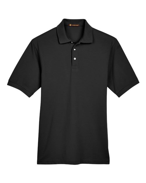 Harriton M265, Men's Easy Blend Polo, Black