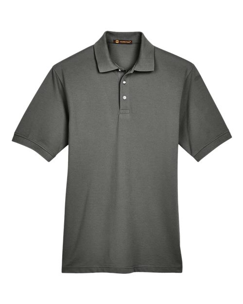 Harriton M265, Men's Easy Blend Polo, Charcoal