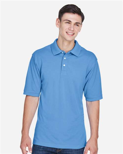 Harriton M265, Men's Easy Blend Polo, Light College Blue